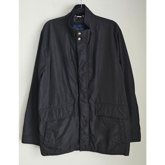 Cole Haan Windbreaker Jacket, Corduroy Neck, Lined, Black, Barn, Chore, Sz M - Picture 1 of 11